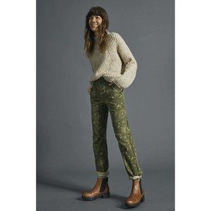 Pilcro by Anthropologie The Wanderer Utility Green Floral Pants Size 26